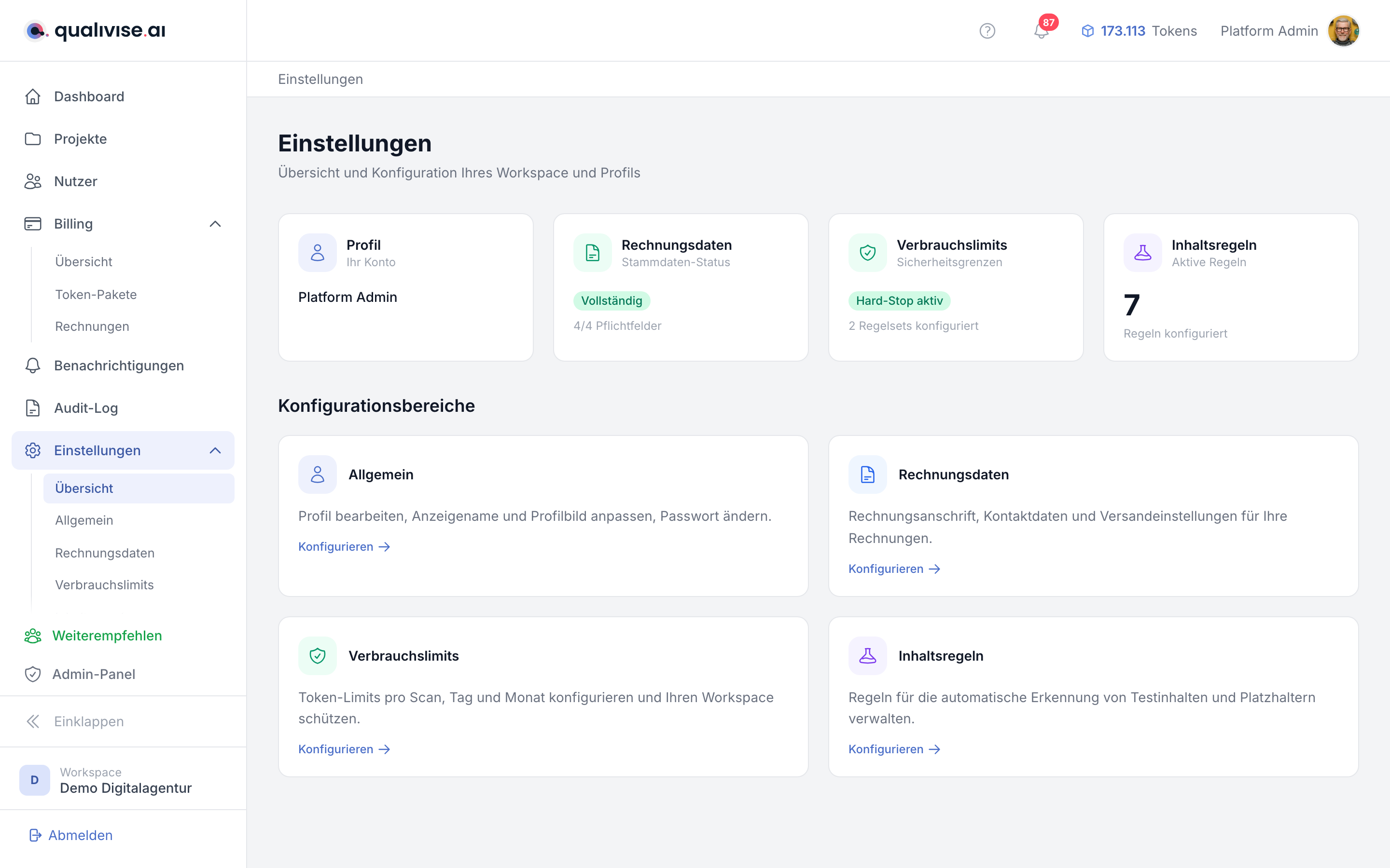 Profil Anzeigename und E-Mail