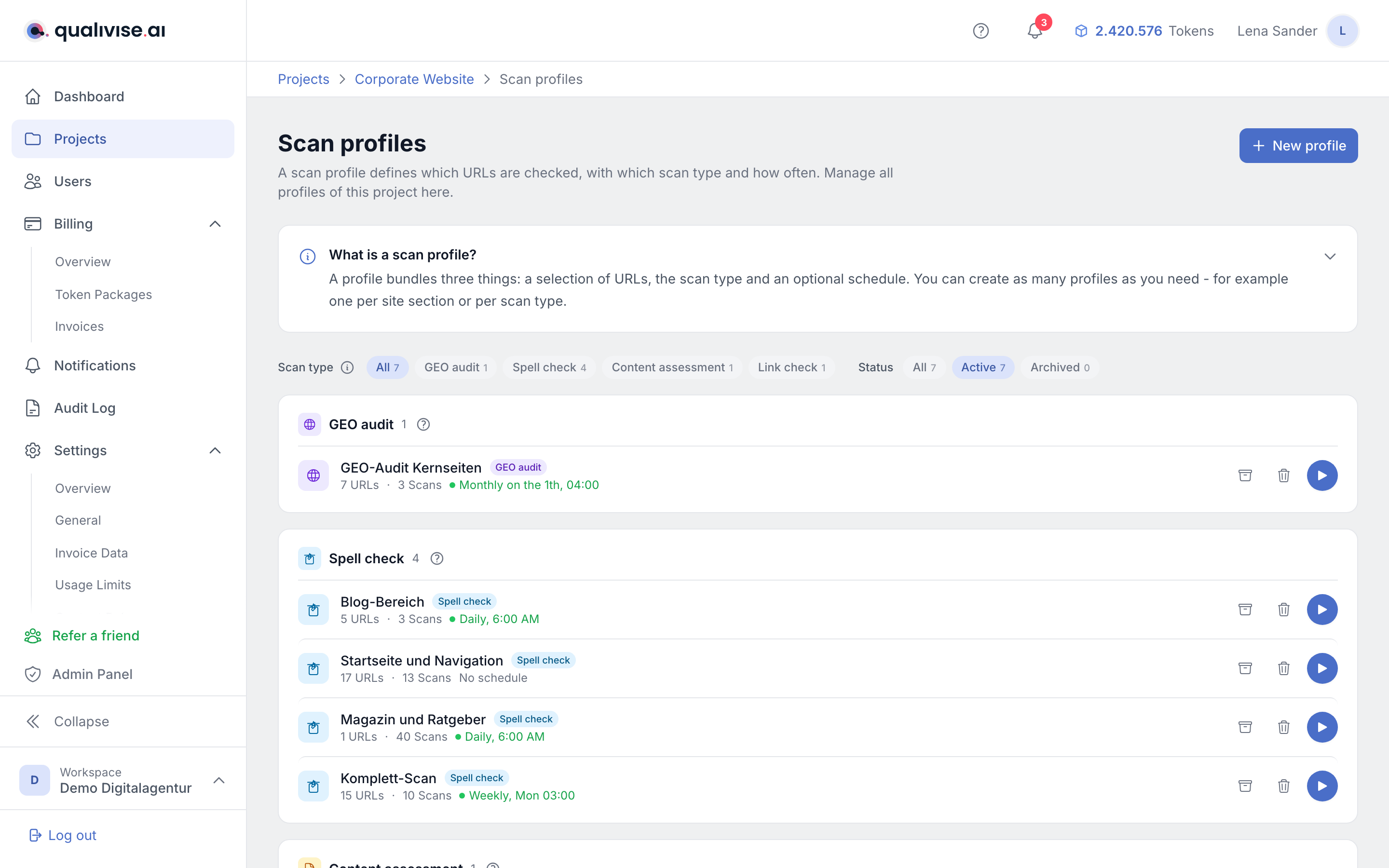Scan profiles overview