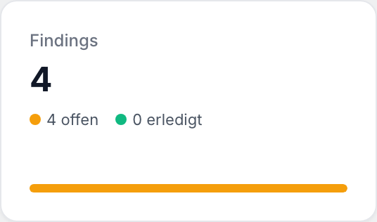 KPI-Karte Findings mit offenen und erledigten Befunden